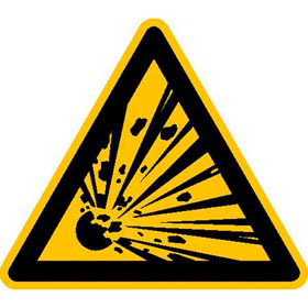 Warnschild auf Bogen Warnung vor explosionsgefhrlichen Stoffen