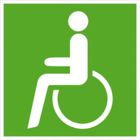 Rettungszeichen / nachleuchtend Rettungsweg  -  Notausgang fr Rollstuhlfahrer links