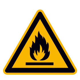 Warnschild auf Bogen Warnung vor feuergefhrlichen Stoffen