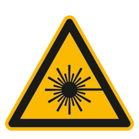 Warnschild auf Bogen Warnung vor Laserstrahl