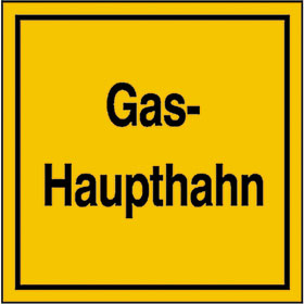 Hinweisschild fr Gasanlagen Gashaupthahn