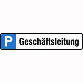 Parkplatzschild Symbol: P, Text:  Geschftsleitung