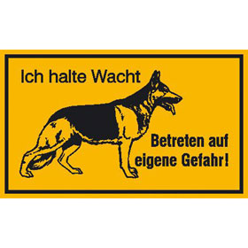 Hinweisschild - Grundbesitzkennzeichnung Symbol:  Schferhund