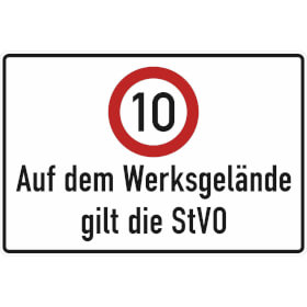Verkehrsschild Auf dem Werksgelnde gilt die StVO 10 km / h