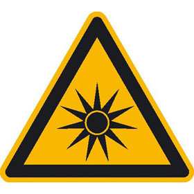 Warnschild auf Bogen Warnung vor optischer Strahlung