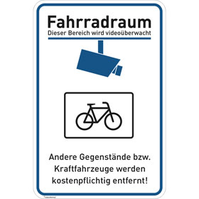 Hinweisschild Fahrradraum -  Nur fr Fahrrder  -  Videoberwachung
