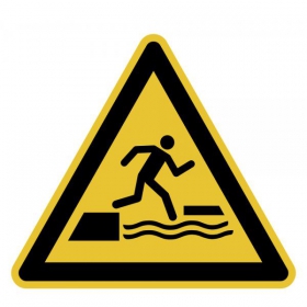 Warnschild Warnung vor dem ins Wasser Fallen beim Betreten