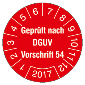 Prfplakette Geprft nach DGUV Vorschrift 54