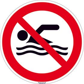 Verbotsschild Schwimmen verboten